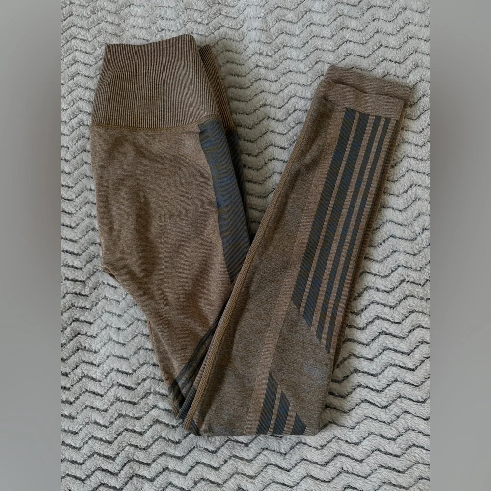 Alo Yoga Beige/green 7/8 High Waist Seamless Tempo Leggings Sz XS